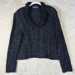Cici Bianca Small Black Textured Cardigan Vintage Inspired Quirky Bold Women's